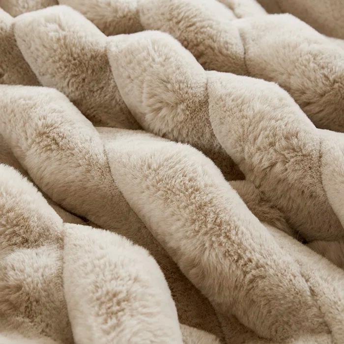 Madison Park Jasmine 3 Piece Ultrasoft Faux Fur Ribbed Comforter Set