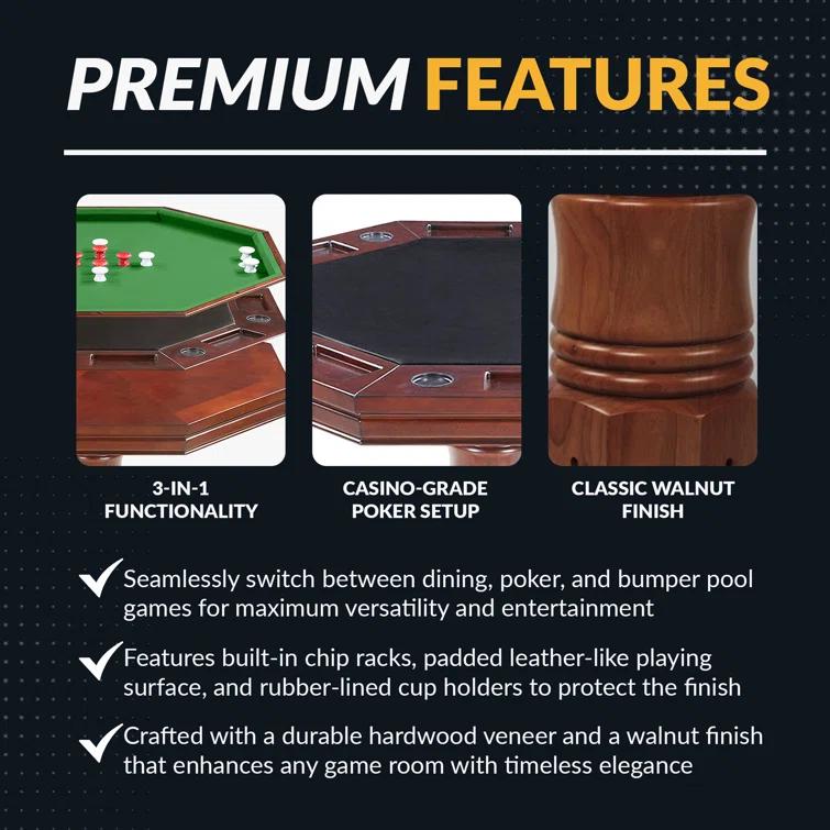 Hathaway Games Kingston 48" 8 - Player Poker Table