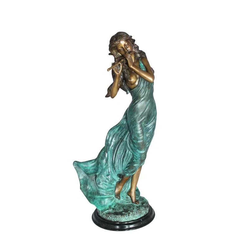 Bloomsbury Market Herod Musical Girl Bronze Statue -  Size: 8"L x 7"W x 19"H.
