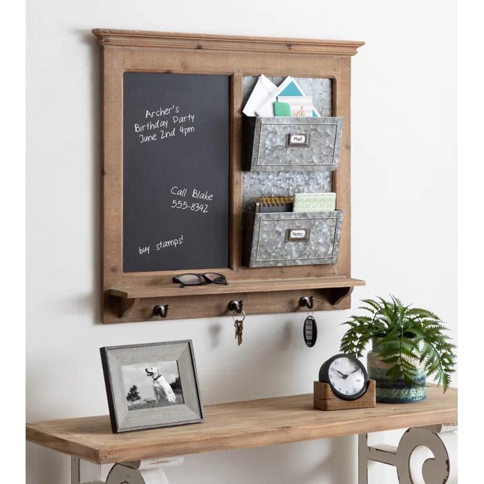 Kate and Laurel Solid Wood Wall Organizer