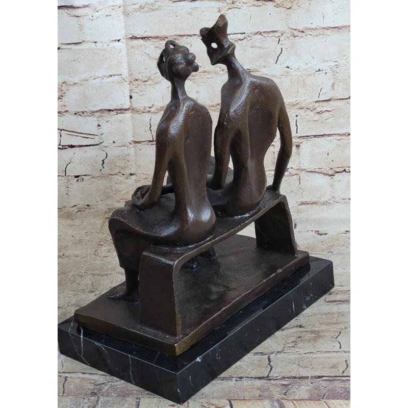 Red Barrel Studio® King And Queen By Henry Moore Abstract Surreal Man  Woman On Bench Statue Sculpture 12 Inches X 9 Inches