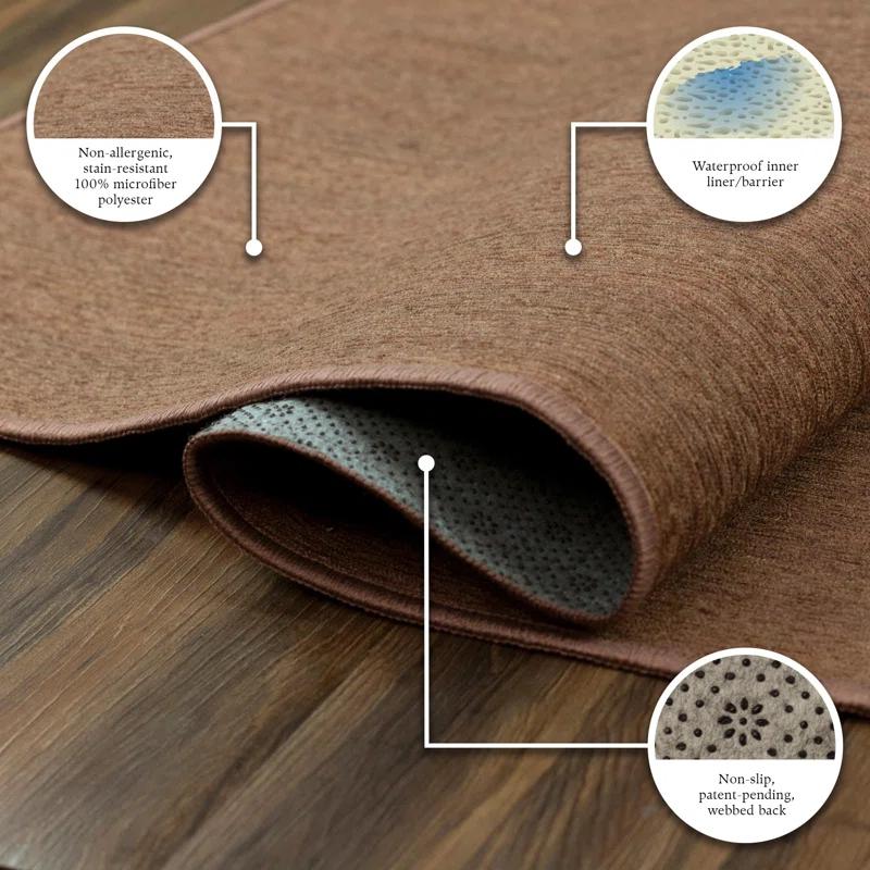 My Magic Carpet Solid Espresso Flatweave Brown Area Rug