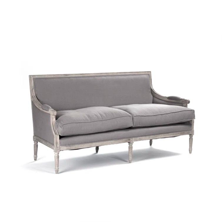 Zentique B007-3 E272 A048 Louis Grey Linen Sofa- 70 x 34.75 x 27 in.