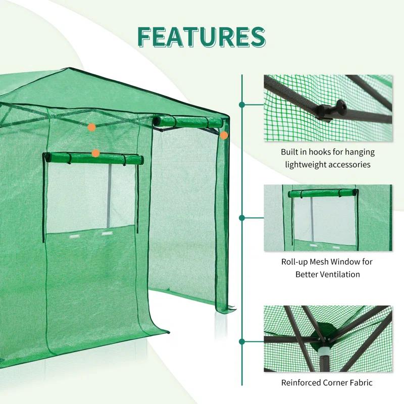 EAGLE PEAK Pop Up Greenhouses 8' X 6' Portable Instant Walk-In Garden Greenhouse & Reviews | Wayfair