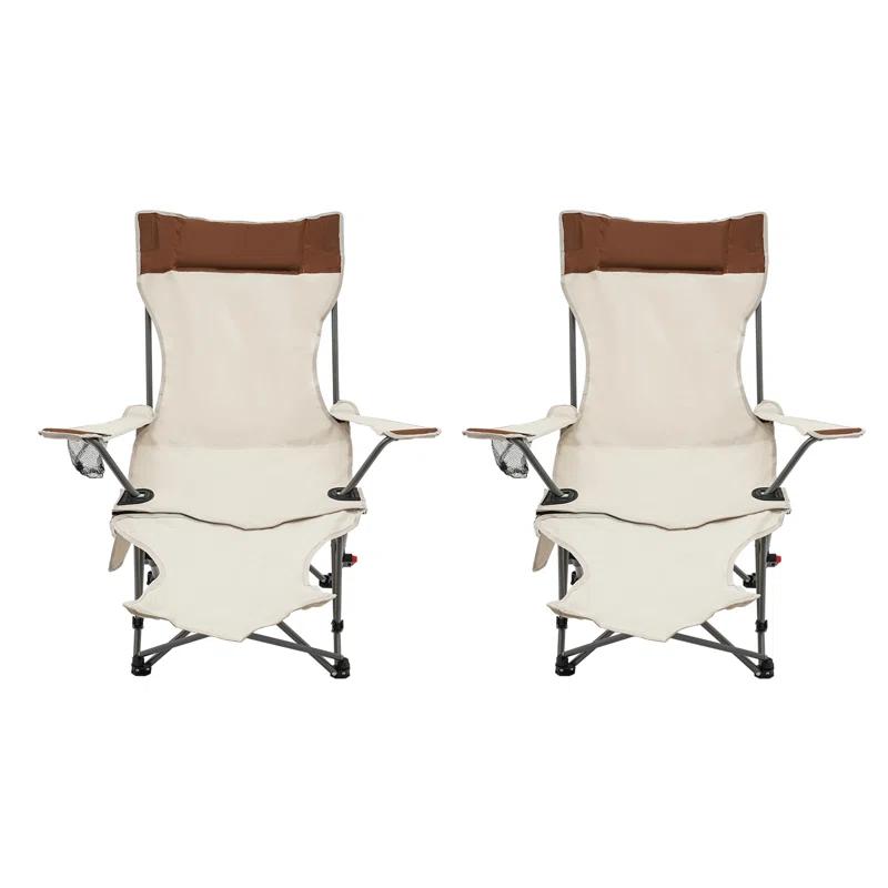 Arlmont & Co. Adjustable Folding Adirondack Chair Camping Chair With Cup Holder (Set of 2)