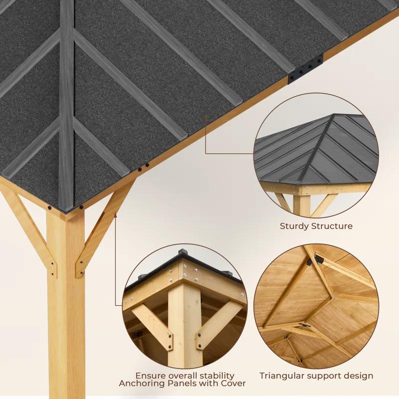 EROMMY 20 Ft. W X 12 Ft. D Solid Wood Patio Gazebo