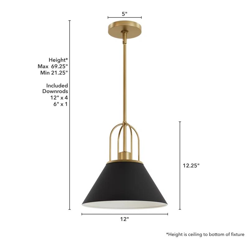 Jasmine Roth Collection + Hunter Jasmine Roth 1 - Light Flat Matte Black Cone Pendant