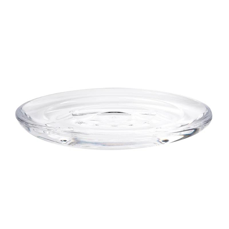 Clear Round Acrylic Soap Dish with Wave Design