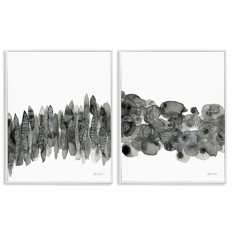 Stupell Industries Abstract Charcoal Kindling 2 PC Framed Giclee Art Set by Yvette St. Amant
