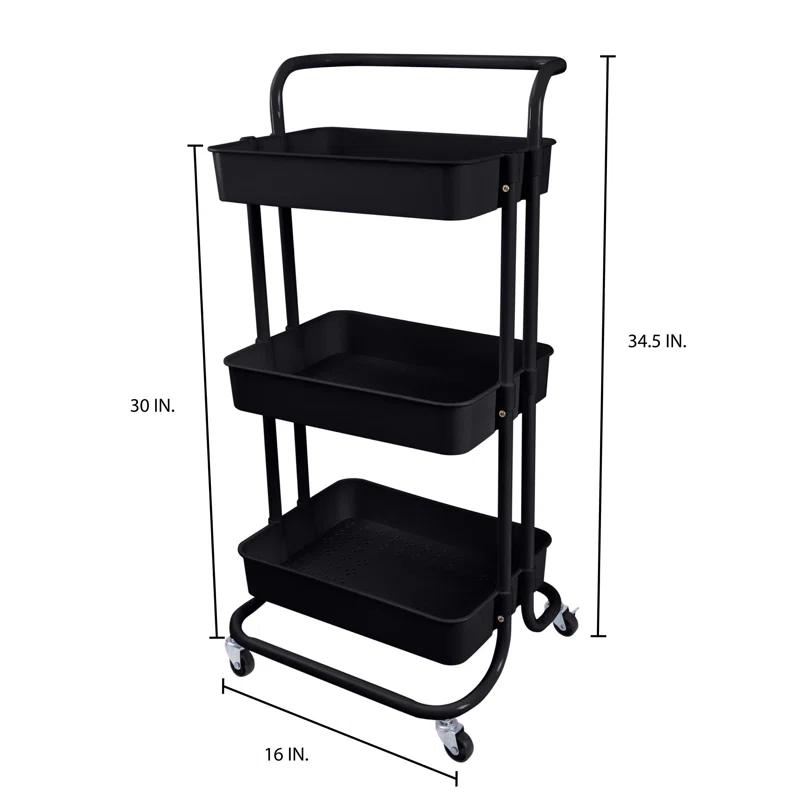 Organize It All 3 Tier Rolling Basket Cart