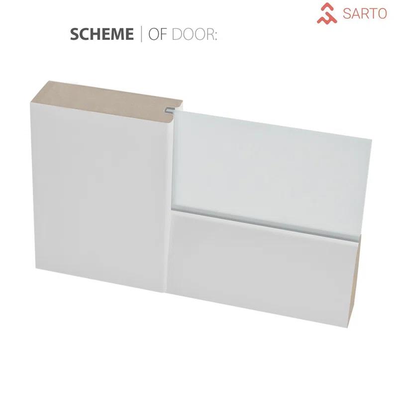SARTODOORS Quadro Frosted Glass Sliding Closet White Doors with Installation Hardware Kit