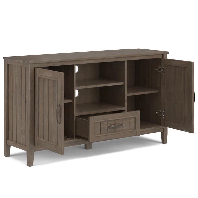 Simpli Home Lev SOLID WOOD TV Media Stand in Smoky Brown For TVs up to 60 inches