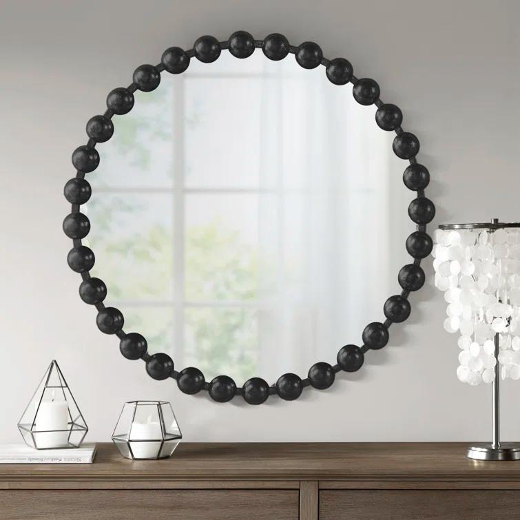 Marlowe Beaded Round Metal Wall Mirror