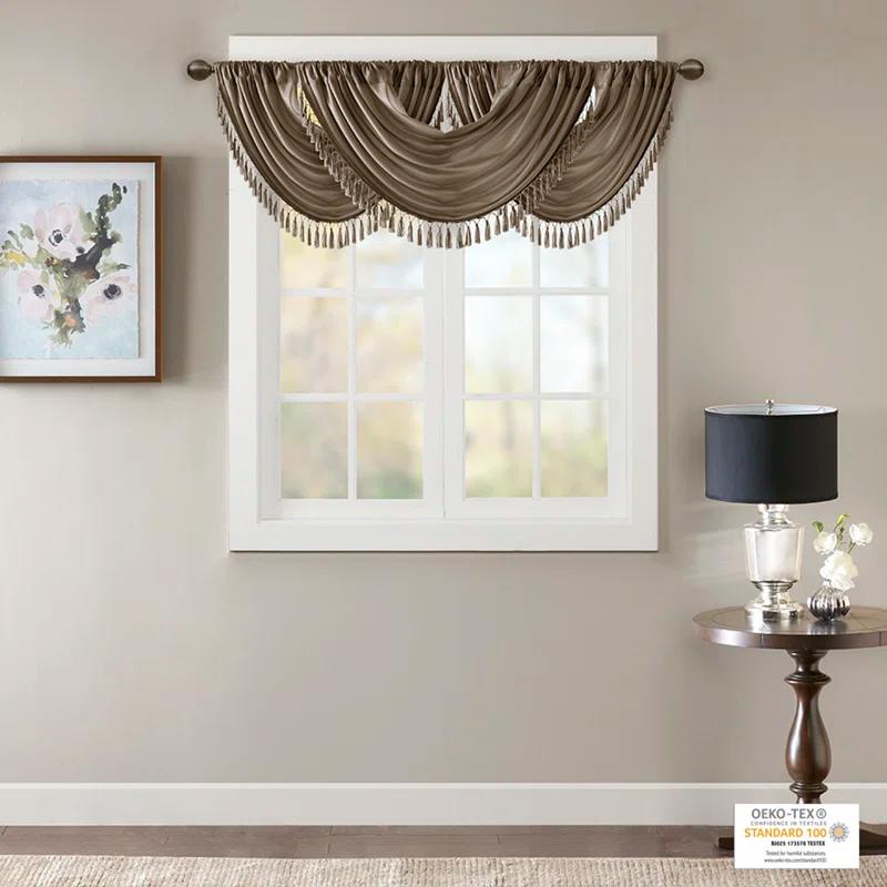Madison Park Elena Faux Silk Waterfall Embellished 38'' W Window Valance