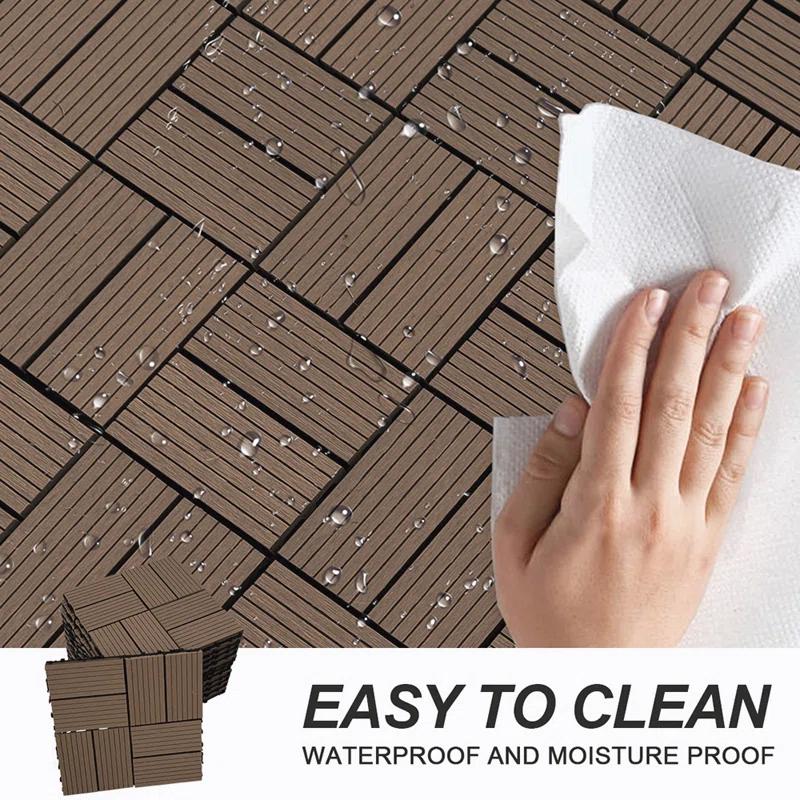 Wood Garden Wood Plastic Composite Deck Tiles, Composite Decking Resist Rust, Water, Weather, Indoor&Outdoor, DIY Interlocking Decking Tiles, Floor Tile(Set of 20)