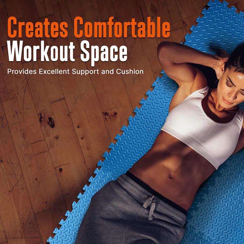 SereneLife Thick Puzzle Exercise Mat, EVA Foam Interlocking Tiles Protective Flooring for Gym Equipment and Cushion (Set of 6)