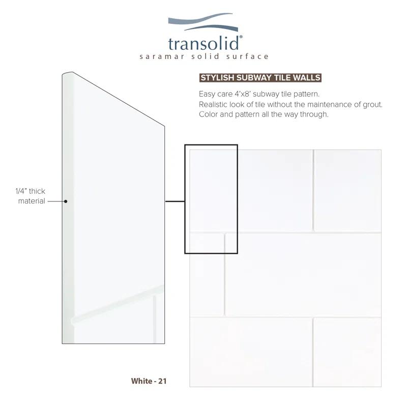 Transolid SaraMar 60'' W 36'' D 60'' H Glue Up Solid Surface Wall