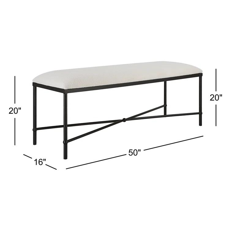 Uttermost Avenham Contemporary Iron and Fabric Small Bench in White/Black