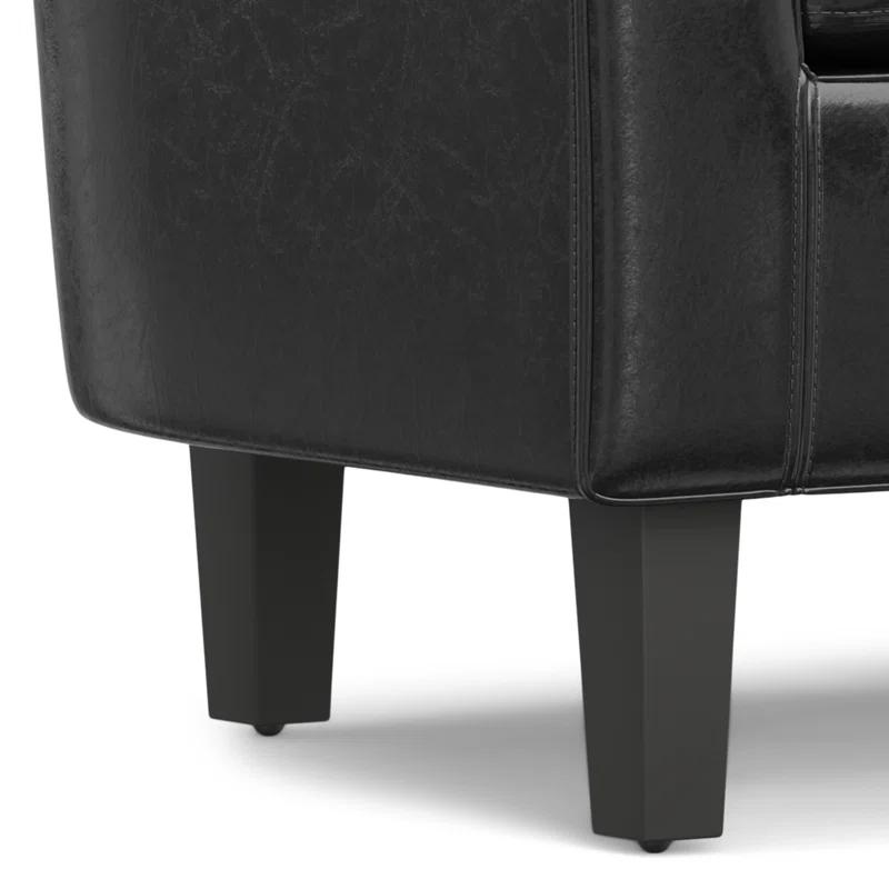 Simpli Home Austin 30"W Upholstered Vegan Faux Leather Contemporary Tub Accent Chair with High Arms and Deep Seat