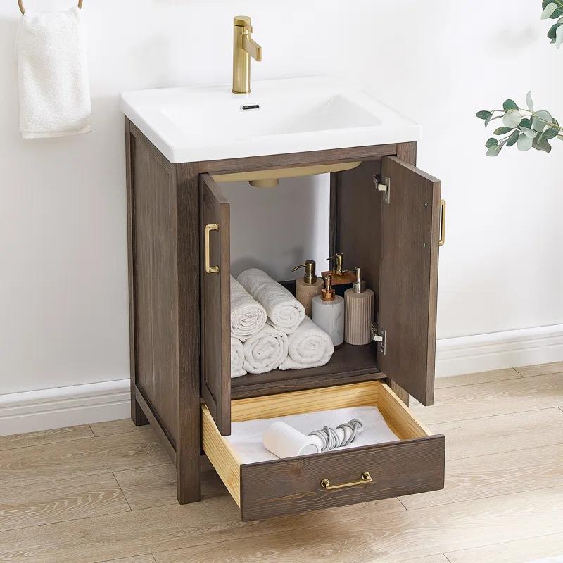 Vinnova 23.6'' Single Bathroom Vanity with Ceramic Top