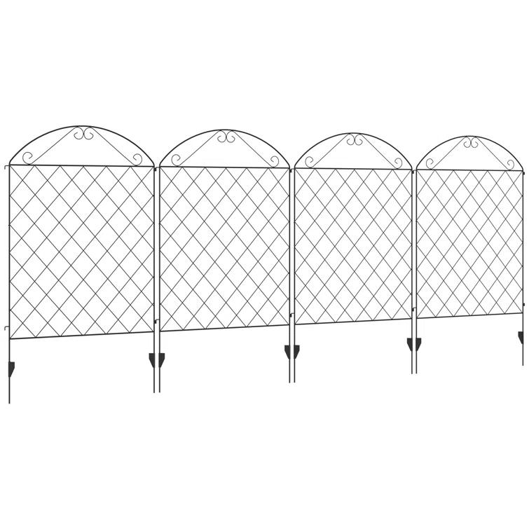 Outsunny Garden Fence, Steel Fence Panels, 11.5' L x 43" H, for Yard, Landscape, Patio (Set of 4)