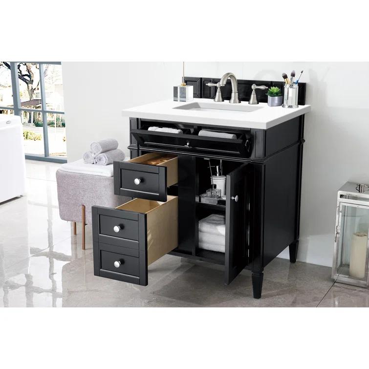 30 in. Single Vanity, Black Onyx with 3 cm Lime Delight Quartz Top