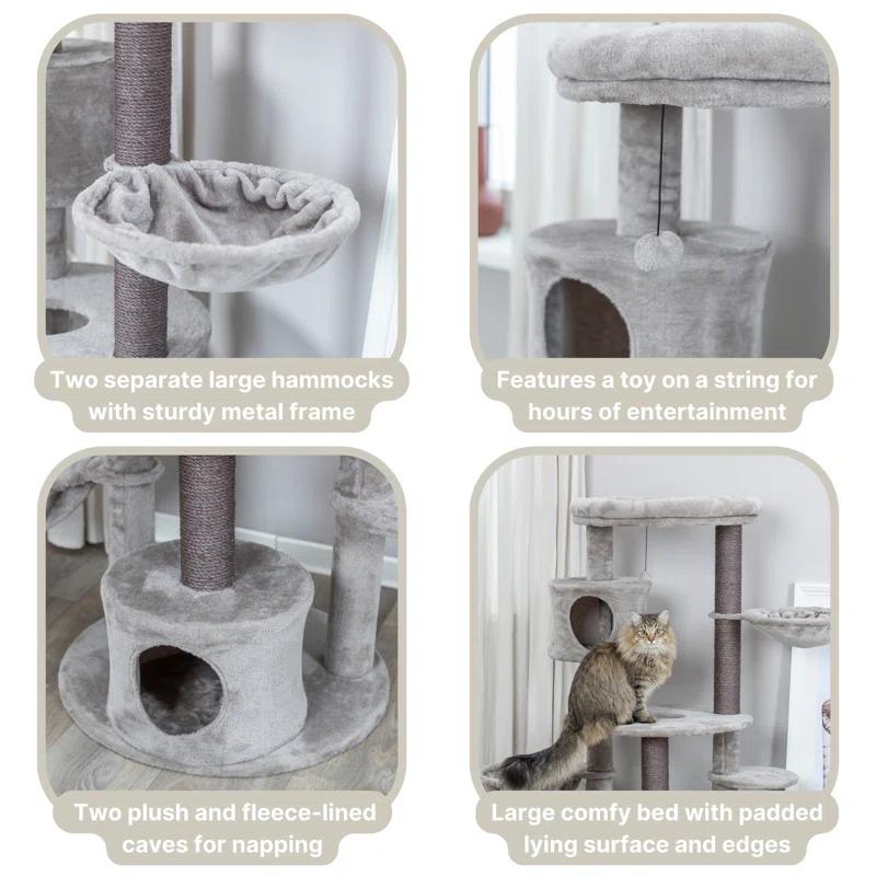 TRIXIE TRIXIE Anna 50-in Cat Tree, Jute Scratching Posts, Cat Tower with Condos, Hammocks, Platforms, Hanging Cat Toy