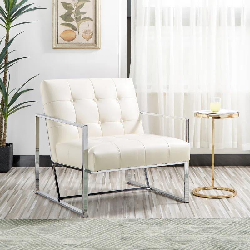Siebo 30'' Wide Tufted Cream Armchair