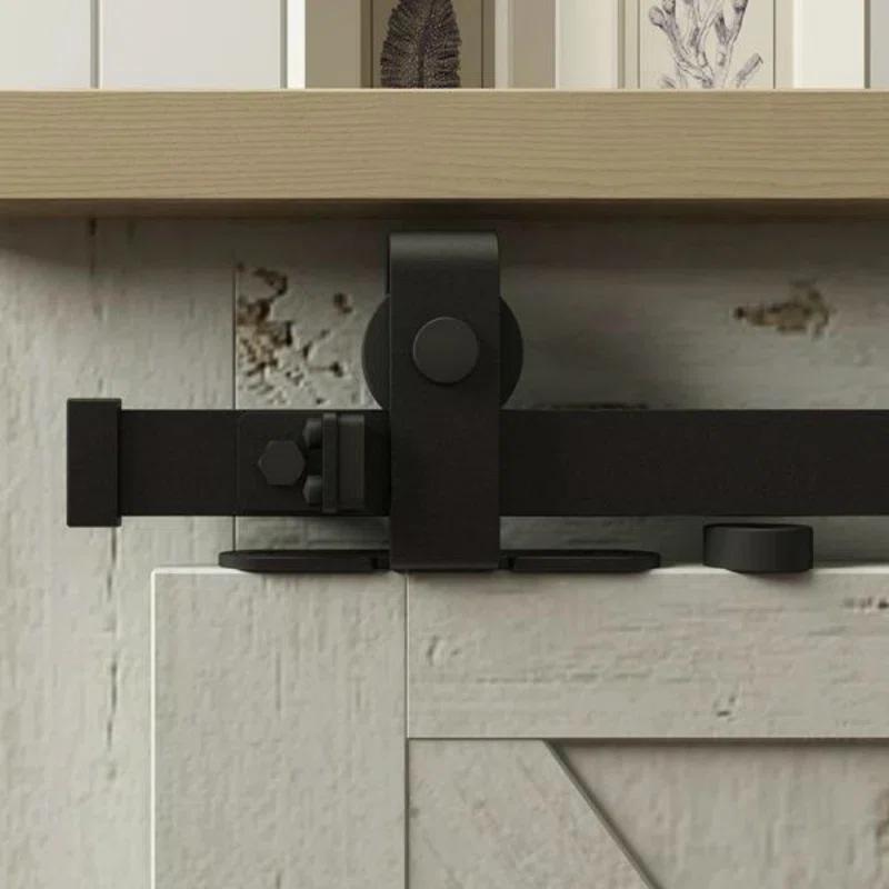 American Pro Decor Solid Steel Mini Sliding Rolling Barn Door Hardware Kit for Single Wood Doors