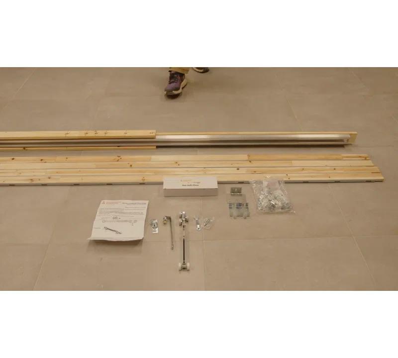 Quadro Frosted Glass Sliding Closet White Door with Installation Hardware Kit