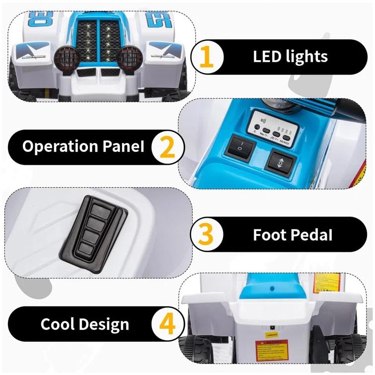 Hetoy 6V Kids Ride On Electric ATV With LED Headlights