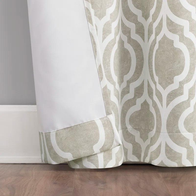 Sun Zero Eldon Gray Trellis Print Blackout Grommet Curtain Panel
