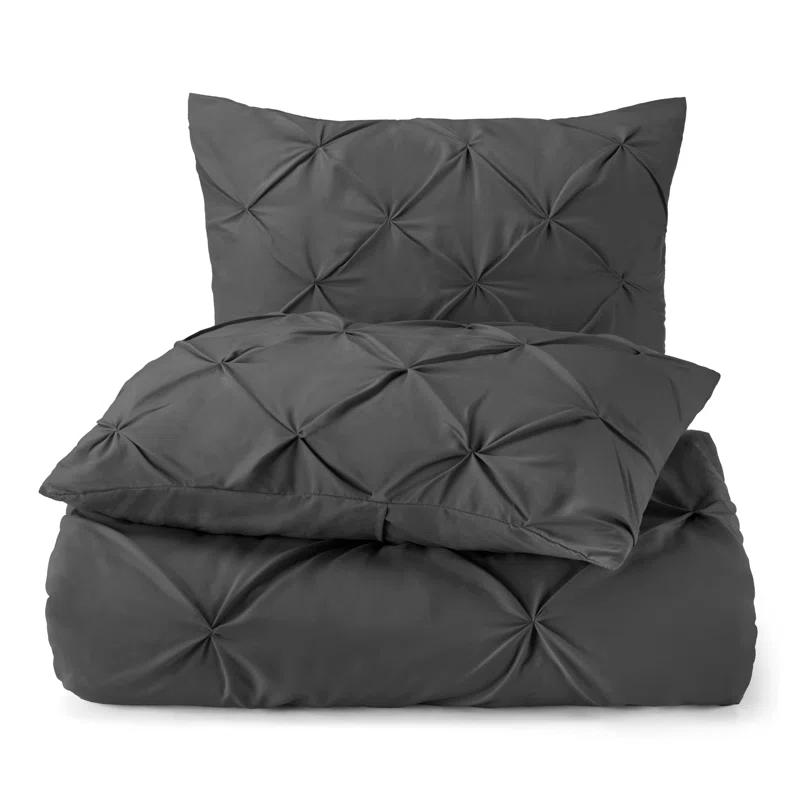 Nestl Double Brushed Pleated Duvet Cover Set