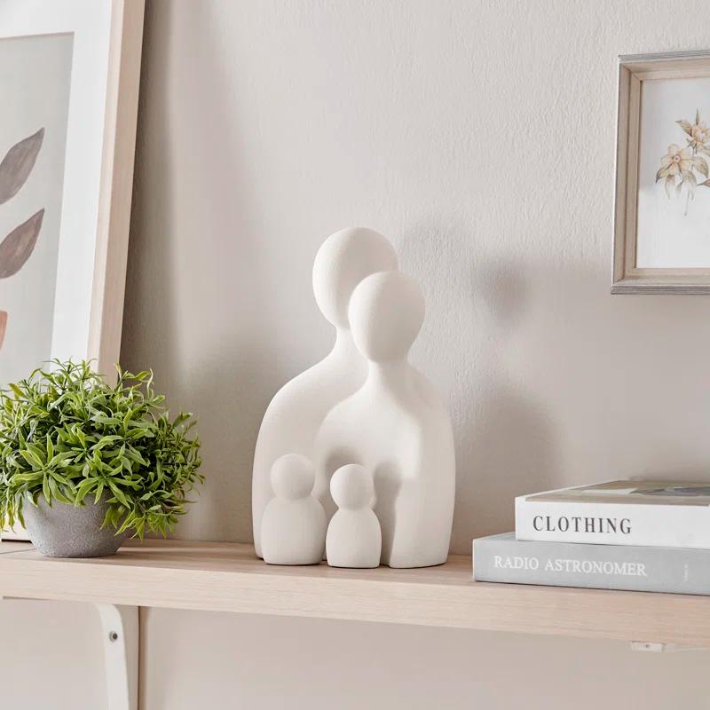 Wrought Studio™ Hans Cream Abstract Nesting Three Piece Family Of 4 Decorative Accent Matte Ceramic Sculpture Figure Set