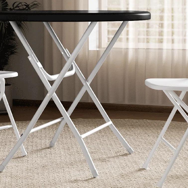 MoNiBloom 31.5" Round Folding Banquet Table, Portable Plastic Coffee Card Dining Table for Outdoor Party Event