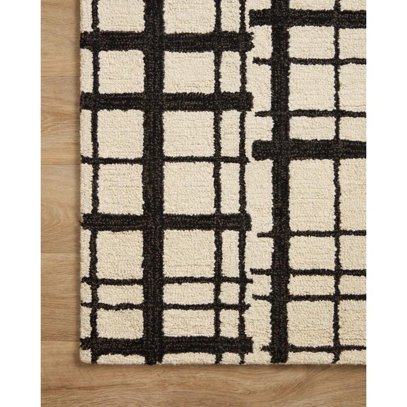 Chris Loves Julia x Loloi Polly Checkered Hand Tufted Jute/Sisal/Wool Black/Ivory Area Rug