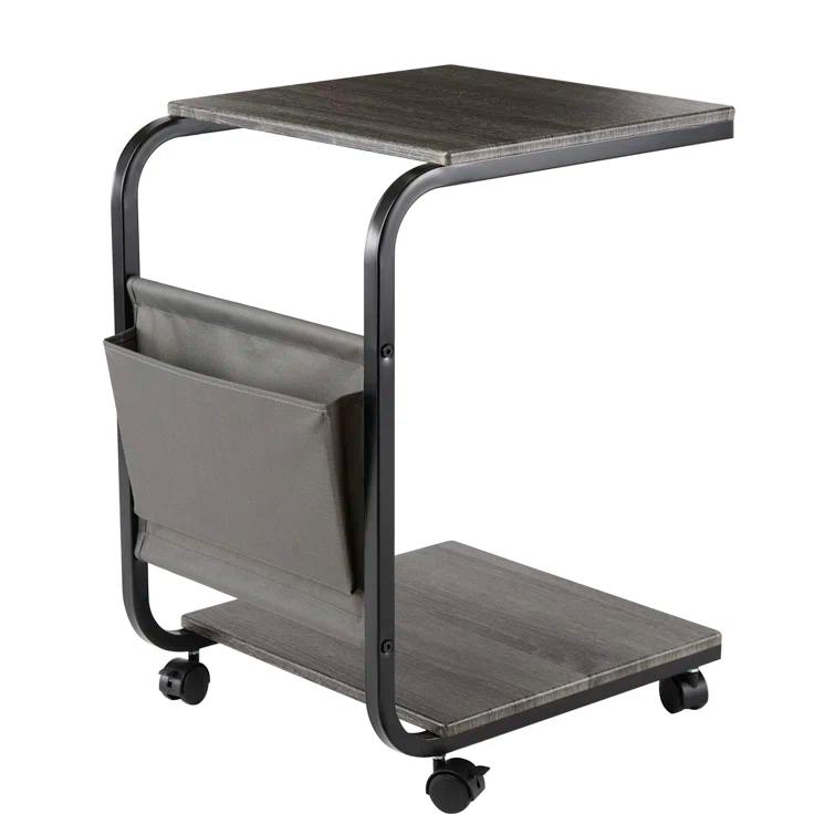 Seville Classics C Shaped End Table TV Tray on Wheels