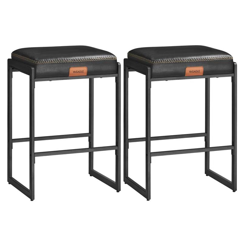 VASAGLE Bar Stools Set of 2, Counter Height Bar Stools, Synthetic Leather with Stitching (Set of 2)