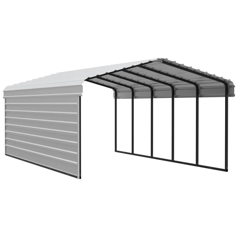 Arrow Arrow Steel Carport with 1 Side Wall Kit, 12X24X07