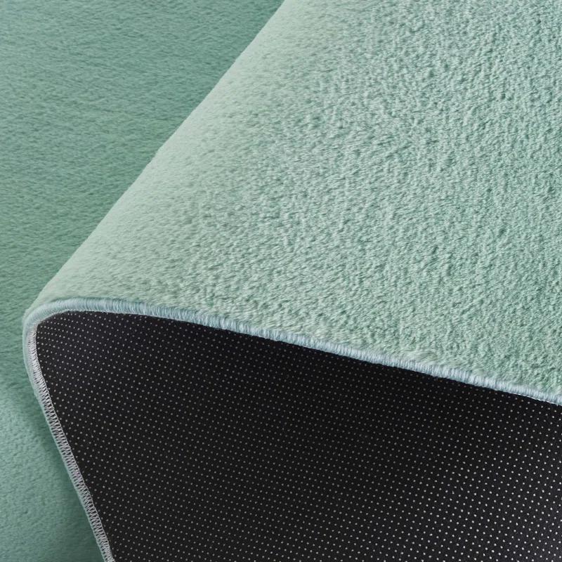 Faux Rabbit Fur Performance Machine Washable Solid Color Rug