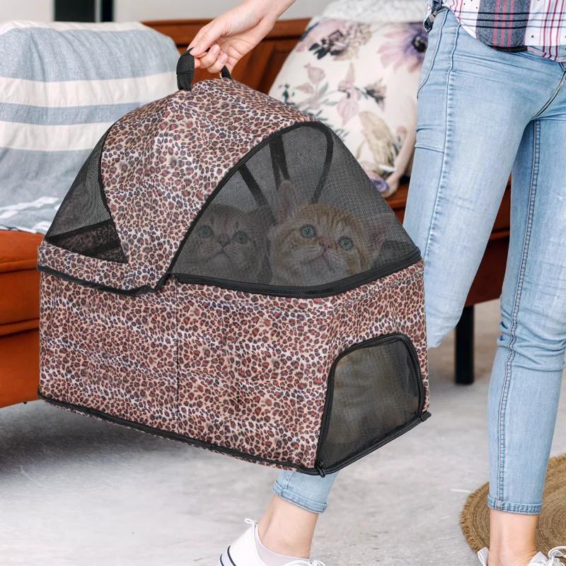 MoNiBloom Folding Pet Stroller, Foldable Dog Jogger Stroller with Detachable Carrier, Basket and Cup Holder