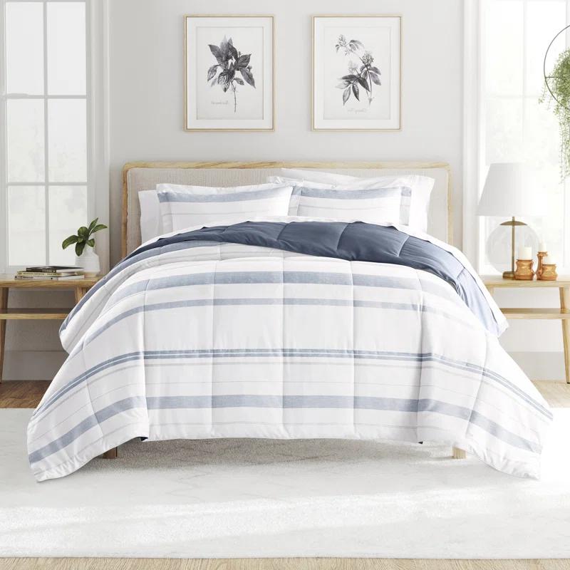 Becky Cameron Contemporary Coastal Stripe Down-Alternative Lightweight Comforter Set
