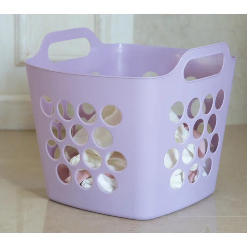 Rebrilliant Flexible Plastic Carry Laundry Basket Holder Square Storage Hamper with Side Handles