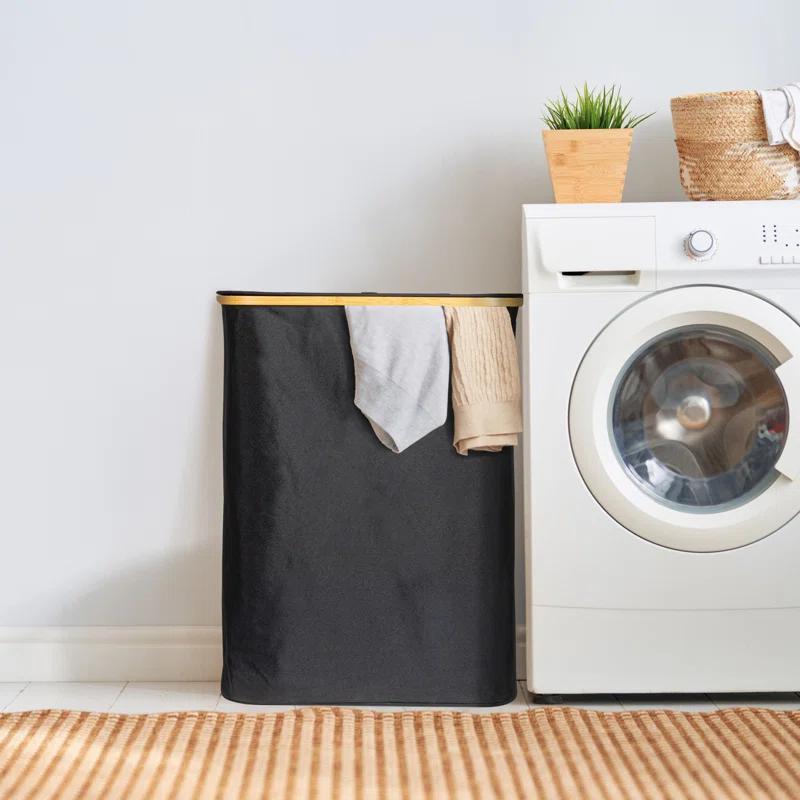 Household Essentials Sleek Laundry Hamper With Dual Mesh Liners And Lid