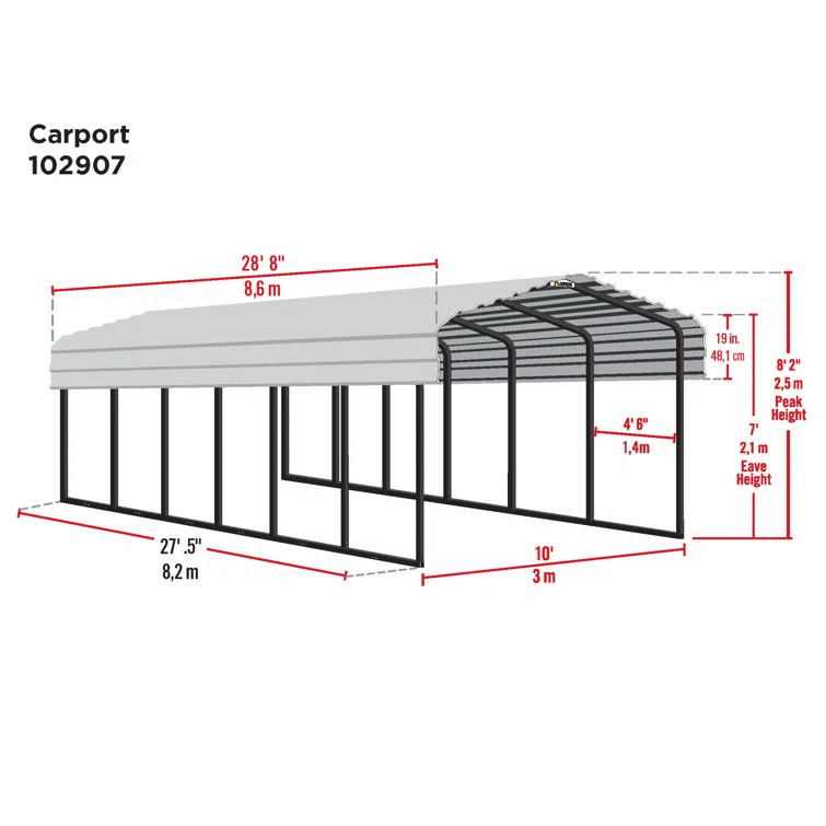 Arrow Arrow Galvanized Steel Carport