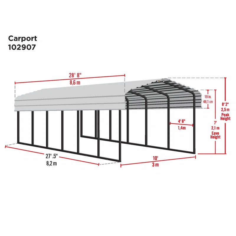 Arrow Arrow Galvanized Steel Carport