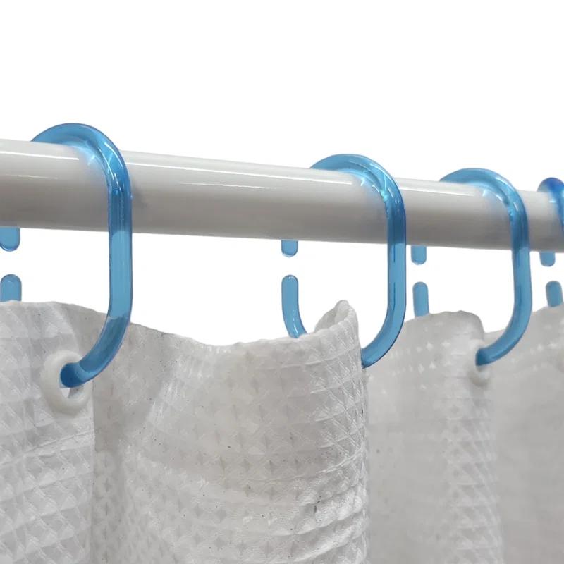 Evideco Solid Plastic Shower Curtain Hooks Rings (Set of 12)