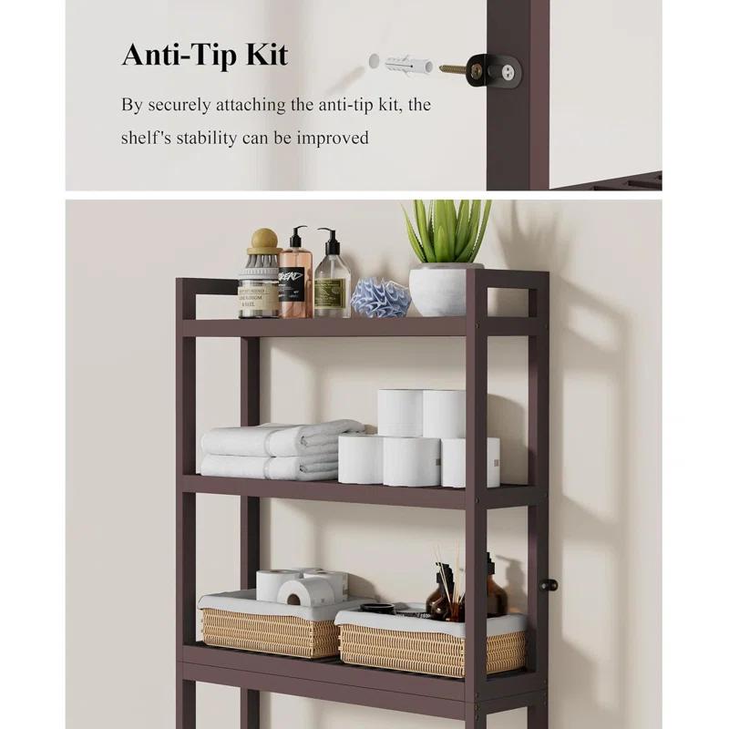 Over The Toilet Storage, Bamboo 3-Tier Over Toilet Bathroom Organizer with Adjustable Shelf