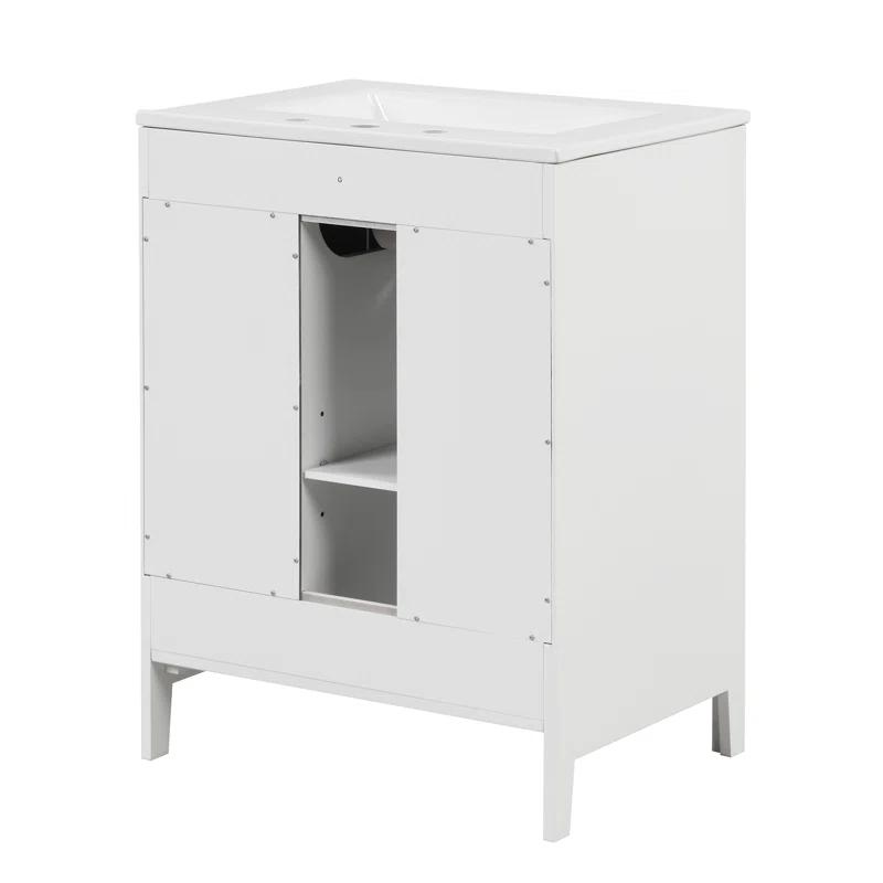 Tryimagine 24" Bathroom Vanity With Sink, Bathroom Vanity Cabinet With Two Drawers And Door, Adjustable Shelf, Solid Wood And MDF