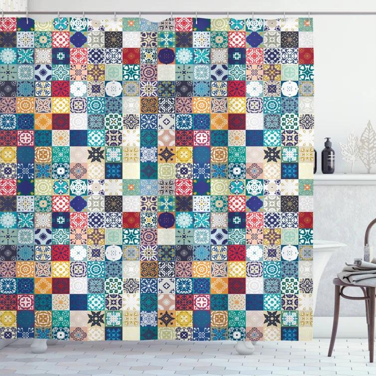 Ambesonne Patchwork Shower Curtain with Hooks Included